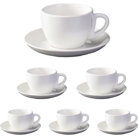 Service à café en céramique 6 pièces, tasse et soucoupe, tasse à thé abricot avec anse, tasse à café d'hôtel 180 ml (1/5)