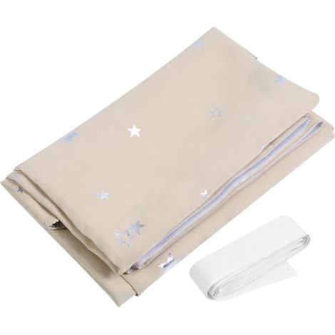 Rideau en polyester à paillettes et imprimé étoiles pour la décoration de la maison, de la salle de bain ou d'une fête, 1 x 1,3 m, beige (1/4)