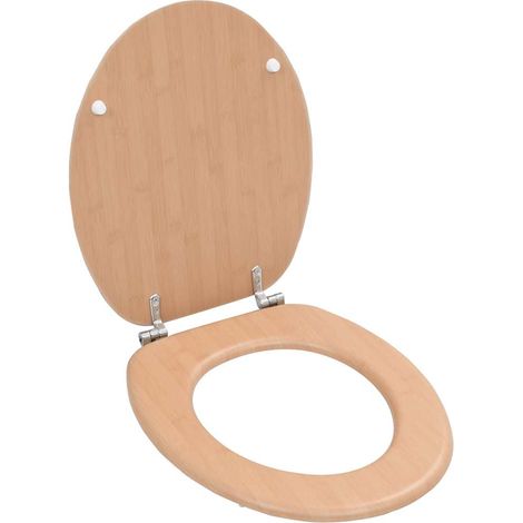 Abattant WC en MDF motif bambou clair, charnières réglables, 43,7 x 37,8 cm - PANGIVO (1/5)