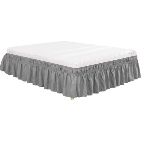 Jupe De Lit En Polyester Élastique 15 Pouces Pour Lit Queen Housse De Sommier À Volants Décoration De Chambre 1 Pièce (1/5)