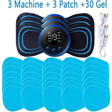 EMS electric neck and back massage patch with LCD screen, 8 modes, pulse muscle stimulator, portable, pain relief 01070-AquaForge