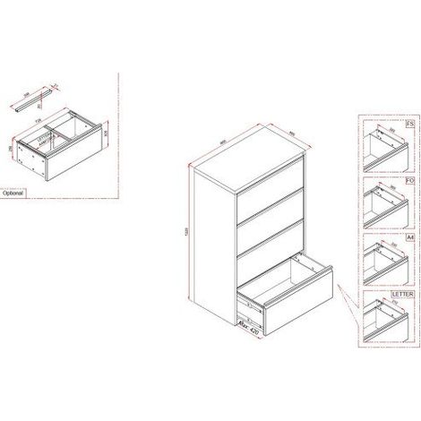 Crédence monobloc Pro G. 4 tiroirs L 80 cm - Blanc RAL 9003 - Maxiburo