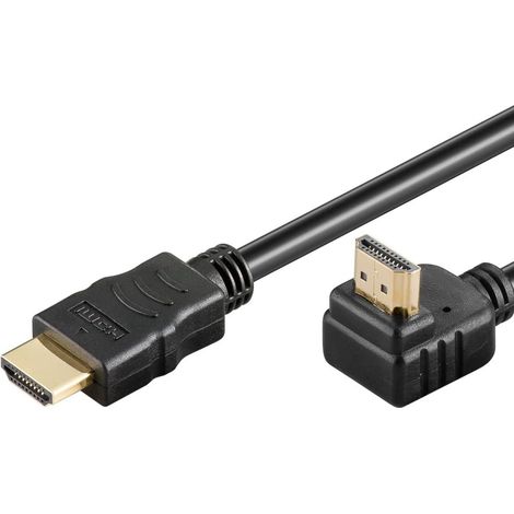 Câble HDMI Ethernet coudé, câble HDMI contacts dorés, angle 90°, compatible PC, PS4, PS5, Xbox, Smart TV Noir 2 mètres (1/5)
