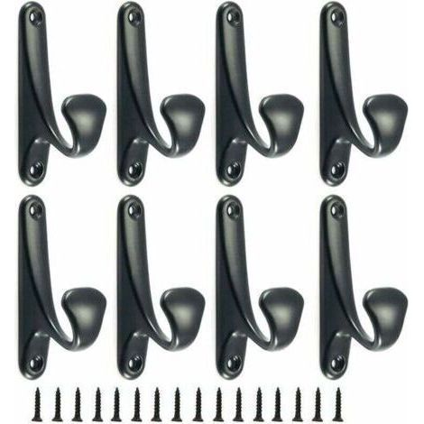 8 Pieces Metal Coat Hook, Coat Hook Wall Hooks, Equipped with Mounting Screws, Single Hooks for Bathroom, Kitchen, Bedroom, Entryway(Black)