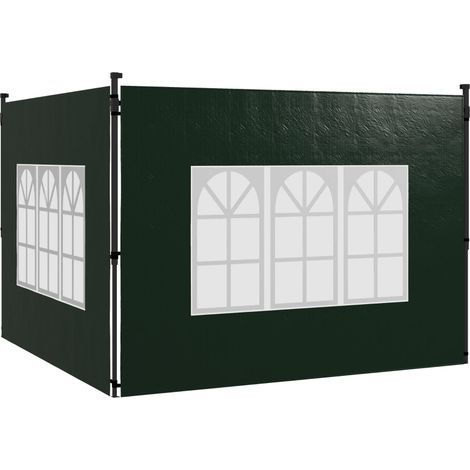 AMXCNOY Set mit 2 Seitenwänden für 3x3- und 3x6-Pavillons, wasserdicht, mit Fenstern, dunkelgrün (1/5)