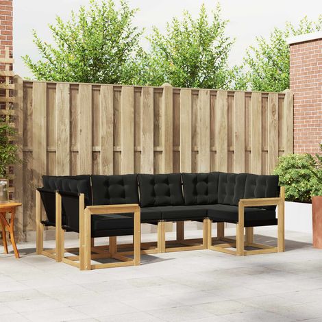 vidaXL Outdoor Sofa Set with Cushion 6 pcs White and Black (1/5)