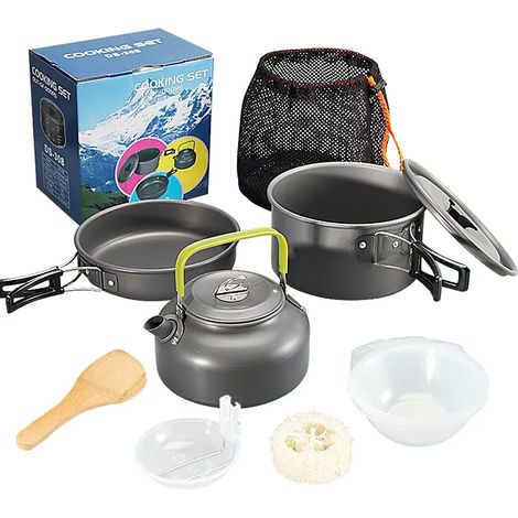 Réchaud à gaz portable de camping, brûleur et ustensiles de cuisine, équipement de camping, haute puissance, pliable, pour les voyages, réchaud de cuisine portable à feu puissant (1/5)