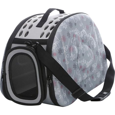Pet Carrier Bag Dog Cat Foldable Travel Cage Handbag (Grey, M) (1/2)