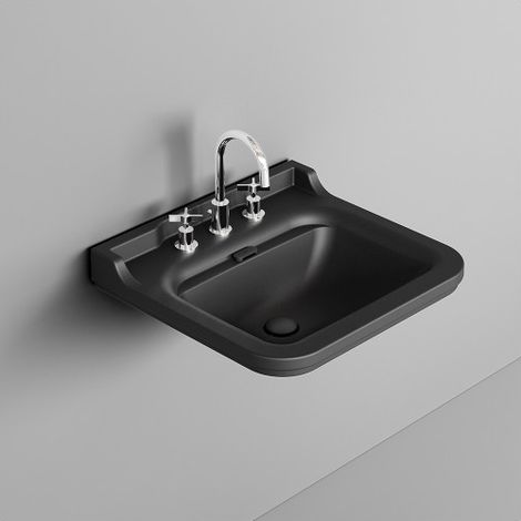 Lavabo céramique perçage 3 trous 600mm noir mat WALDORF - CRISTINA ONDYNA WD615513 (1/2)