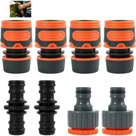 8 Pièces Raccords Rapides pour Tuyau d’Arrosage, Connecteurs 13 mm (1/2 pouce) avec Raccords en Caoutchouc et Plastique,pour Jardin et Irrigation, Anti-Fuite et Durable (1/5)