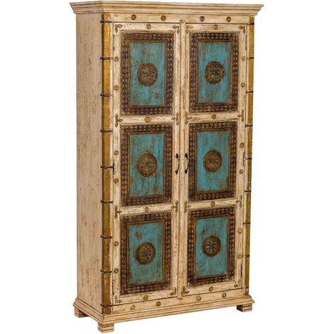 Armario de madera artesanal blanco 102x44x183h cm (1/5)