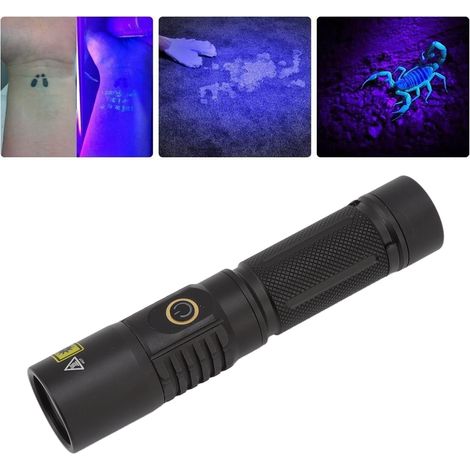 Lampe torche UV portable 365 nm avec source lumineuse LED pour la détection d'urine d'animaux domestiques et de scorpions durcis à la résine minérale. (1/5)