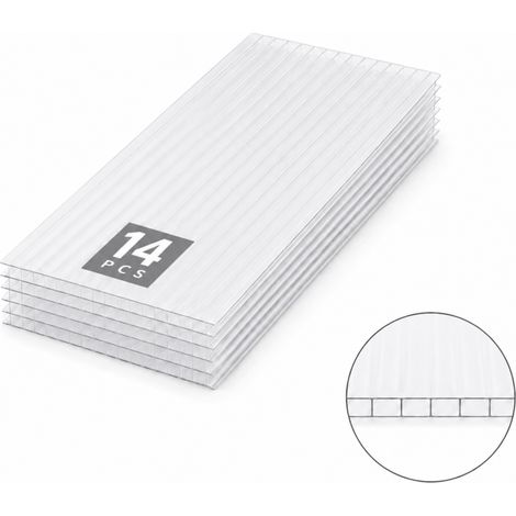 14er Pack 6mm Polycarbonatplatten 2000x1050mm transparent - Stegplatten für Terrassenüberdachung (1/5)