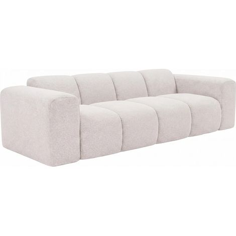 Divano 2 posti in tessuto ciniglia beige CALESO (1/5)