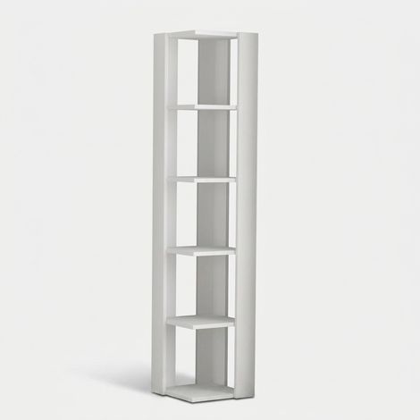 Nati Corner Eckregal, platzsparende Säulen-Bücherregal - Weiß (1/3)