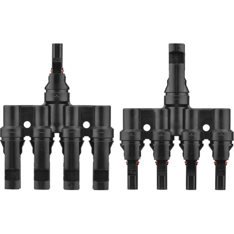 Connecteurs en T pour branchement en parallèle de panneaux solaires câble étanche IP67 à 4 voies avec connecteurs mâle et femelle, calibre 14 AWG à 10 AWG (1/5)