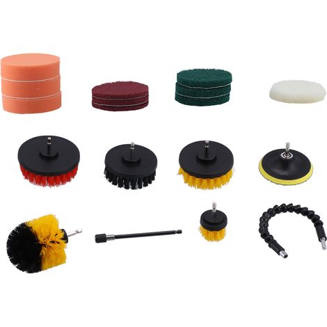 19-teiliges Set Bohrmaschinenbürsten, elektrisches Reinigungsset mit Scheuerbürste, Polierpad-Set, Reinigungswerkzeuge für Auto und Bad (1/5)