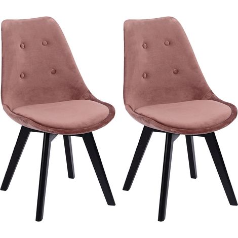 2er Set Samtstühle NORA rosa mit Kissen