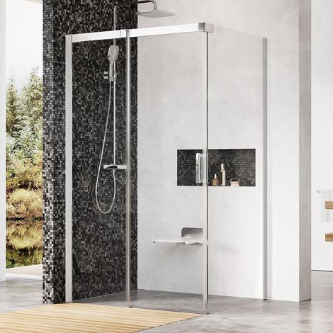 Ravak Matrix - Cabine de douche en trois parties MSDPS-110/80 L, 1085-1105x785-805 mm, aluminium brillant/verre clair 0WLD4C00Z1 (1/5)
