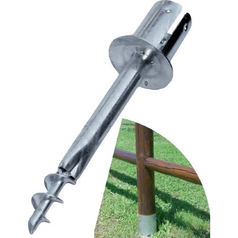 SUPPORTO ZINCATO PER ANCORAGGIO PALO TONDO IN LEGNO (120mm) NEL TERRENO