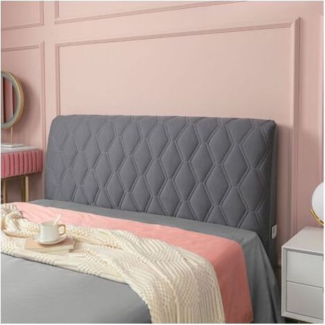 Housse de tête de lit pour meubles et canapé, protection extra large, anti-poussière, coulissante, extensible, couleur unie (couleur : gris foncé, taille : 100 x 73 cm) (1/3)