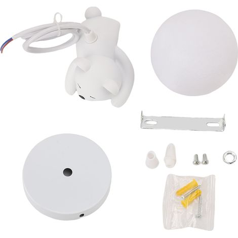 Ortviai Suspension Lune 3D avec Ours Endormi – Lustre Plafond pour Chambre à Coucher, Abat-jour en PVC et Résine