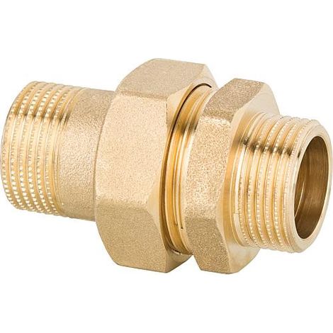 Raccord a vis laiton DN20 (3/4") male x male PN10, a joint plat avec joint