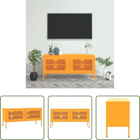 vidaXL Stahl - TV-Schrank Senfgelb 105x35x50 cm Stahl (1/5)