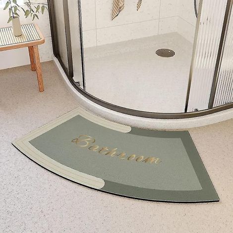 Tapis de douche d'angle Mott 50 à séchage rapide, antidérapant et incurvé, pour douche ronde. Tapis absorbant et doux pour salle de bain, confortable et facile à poser au sol. Dimensions : 50 x 80 cm. (1/5)