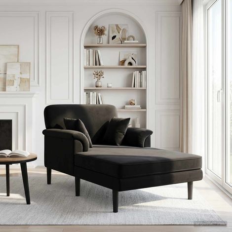 vidaXL Chaise longue Noir Velours (1/5)