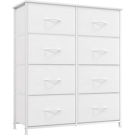 Commode en Tissu avec 8 Tiroirs pour Chambre Entrée, Blanc (1/5)