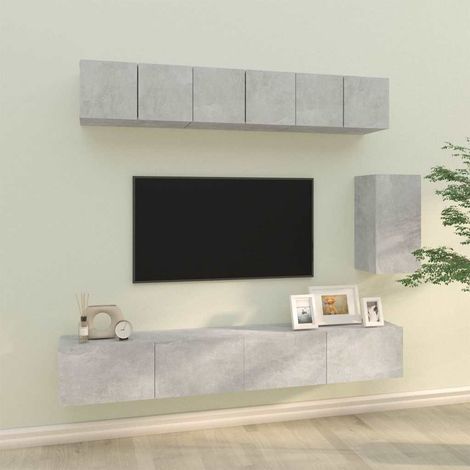 vidaXL 6 Piece TV Cabinet Set Concrete Grey Engineered Wood (1/5)
