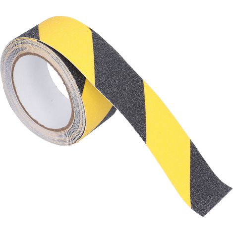 Ruban adhésif antidérapant haute adhérence pour extérieur, résistant à l'abrasion, 5 mètres de long, jaune et noir. (1/5)