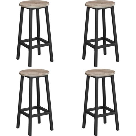 Lot de 3 tabourets de bar siège de cuisine cadre en acier hauteur 65 cm montage facile style industriel beige (1/3)