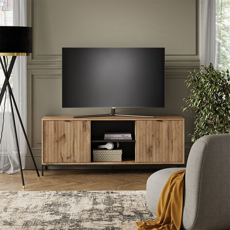 Tavolo basso Eliza, Quercia vichinga, 150 x 60 cm con 2 porte, Vicco