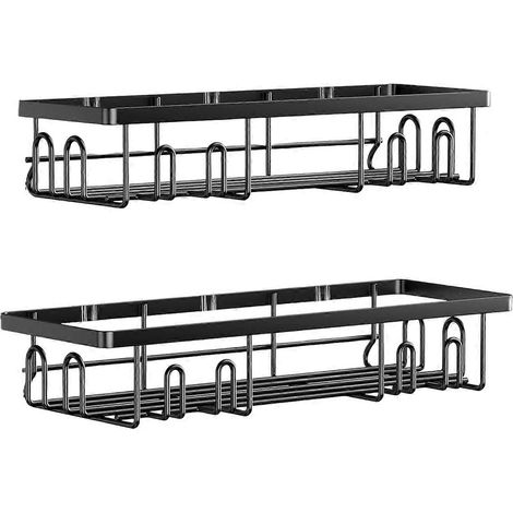 Selbstklebender Duschorganizer, Duschablage mit 16 Haken, 2er-Set, schwarz (1/5)