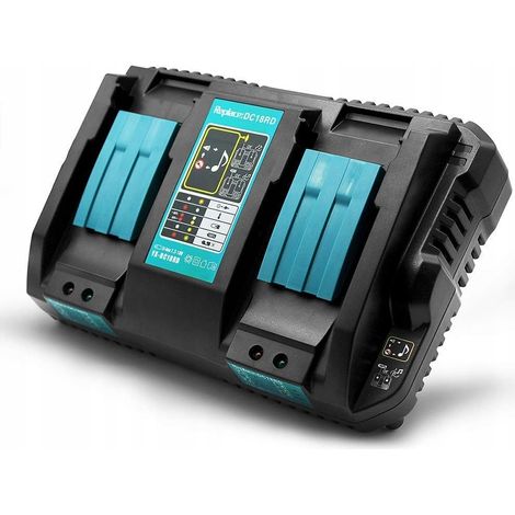 PowerFix DC18RD DualCharge Pro  Makita 18V Doppelladegerät  LED  4A  100-240V  Überhitzungs- und Überlastungsschutz  Lüfter 