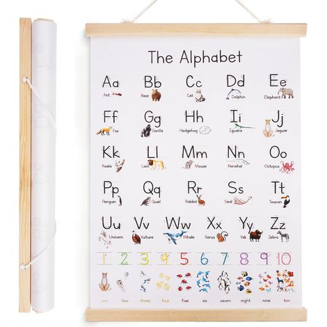 Poster dell'alfabeto per bambini ABC 30x40 cm, poster didattico, poster dell'alfabeto francese, lettere, numeri, colori, forme - Poster dell'alfabeto per camerette, aule e spazi di apprendimento (1/5)