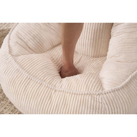 Fauteuil pouf en peluche douce beige pour enfants - confortable pour chambre et salon (1/5)