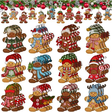 36 adornos navideños de madera: Cascanueces, muñeco de nieve, vaca de las Tierras Altas, adornos colgantes para árbol de Navidad, decoración navideña para el hogar. (1/4)
