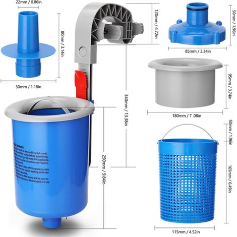 Skimmer de surface pour piscine hors-sol — Comprend 3 chaussettes de skimmer — Accessoire de filtration et d'entretien pour piscine (1/5)