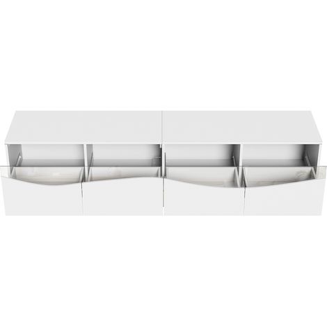 ELVMI Mobile TV con Vani, Ripiani e LED, con Passacavi, per Soggiorno, in MDF, Bianco, 180×40×50 cm (1/5)