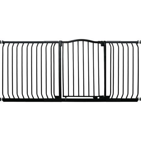 Bettacare Curved Top Dog Gate, 225cm - 234cm, Matt Black, Pressure Fit Pet Gate for Dog and Puppy, Pet and Dog Barrier
