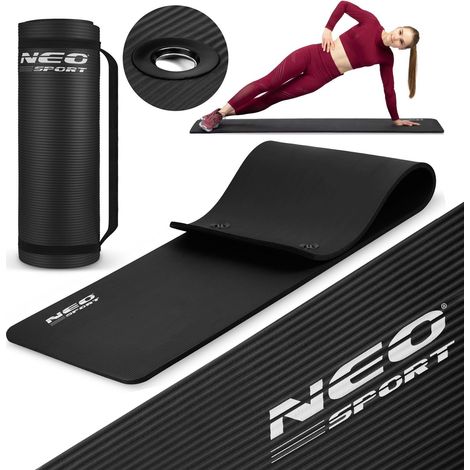 Gymnastikmatte mit lochern dick 183 x 60 cm neo sport - 192000 schwarz