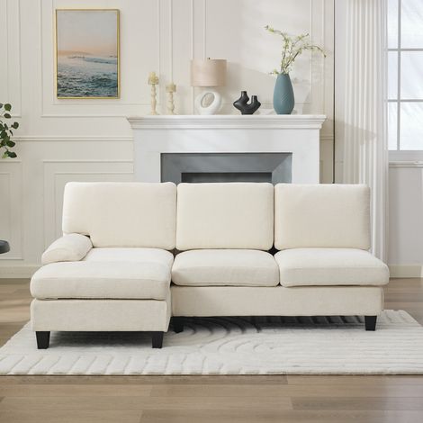 Sofa L-Form aus Stoff Beige 194 x 118 x 81 cm, 3-Sitzer Ecksofa