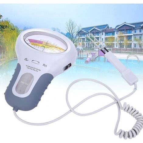 Wasserqualitätstester, PC-102B CL2 Elektrischer Pooltester, Chlor- und pH-Tester, Schwimmbad- und Spa-Wasserqualitätsanalysator mit Sonde, pH-Testset, Wassertestset (1/5)