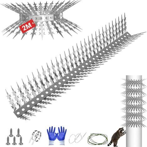 Barbelures Anti-furets, Anti-ratons laveurs et Anti-marmottes, adaptées aux combles, aux gouttières, aux balcons, Maisons et Jardins. Barbelures Anti-Pigeons en Acier Inoxydable, découpables (200 cm) (1/5)