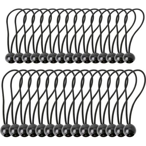 Lntyq Lot de 40 tendeurs avec boules, tendeurs de bâche, attaches de bâche, sangles élastiques réglables pour tente, camping, articles ménagers, auvents, drapeaux (1/4)