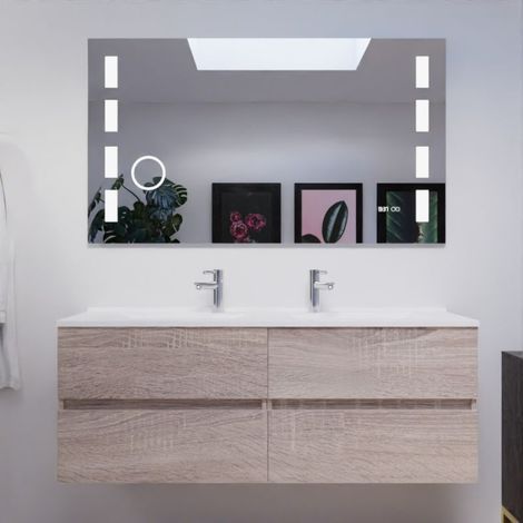 Doppelwaschtisch mˆbel 140 cm ROSALY mit Excellence-Spiegel - Holz - Waschtischplatte (1/5)