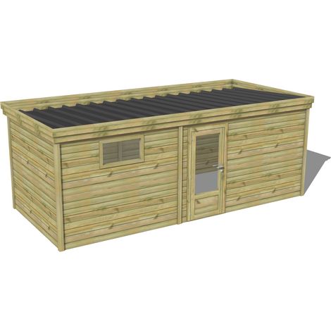 ABRI DE JARDIN bois traité 27mm, 6,5x2,6m, 17m2
